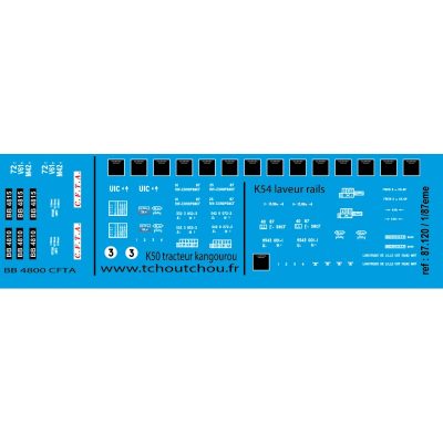 87.120 - bb4800 cfta / tracteur kangourou / laveur de rails - 1/87 decals