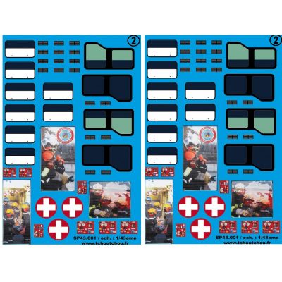 sp43.001 - vitrage master + fenêtre ambulance + rideaux FTP essonne 1 - 1/43eme