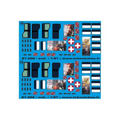 87.008 - vitrage master + fenêtre ambulance + rideaux FTP essonne 1 - 1/87eme