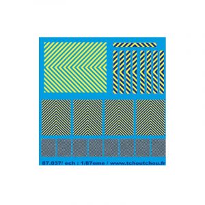 87.037 - zebra jaune fluo et fluo fluo fond bleu pour véhicule de gendarmerie 1/87eme HO