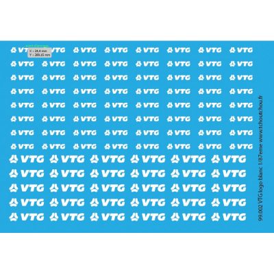 99.002 logo VTG de 4mm et 6mm de haut 1/87eme HO